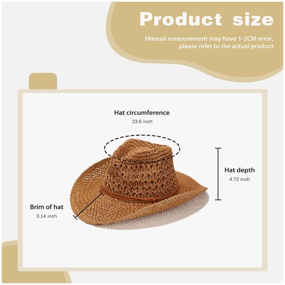 9731 Straw Cowboy Hats Western Cowgirl Hat Foldable Wide Brim main image 6